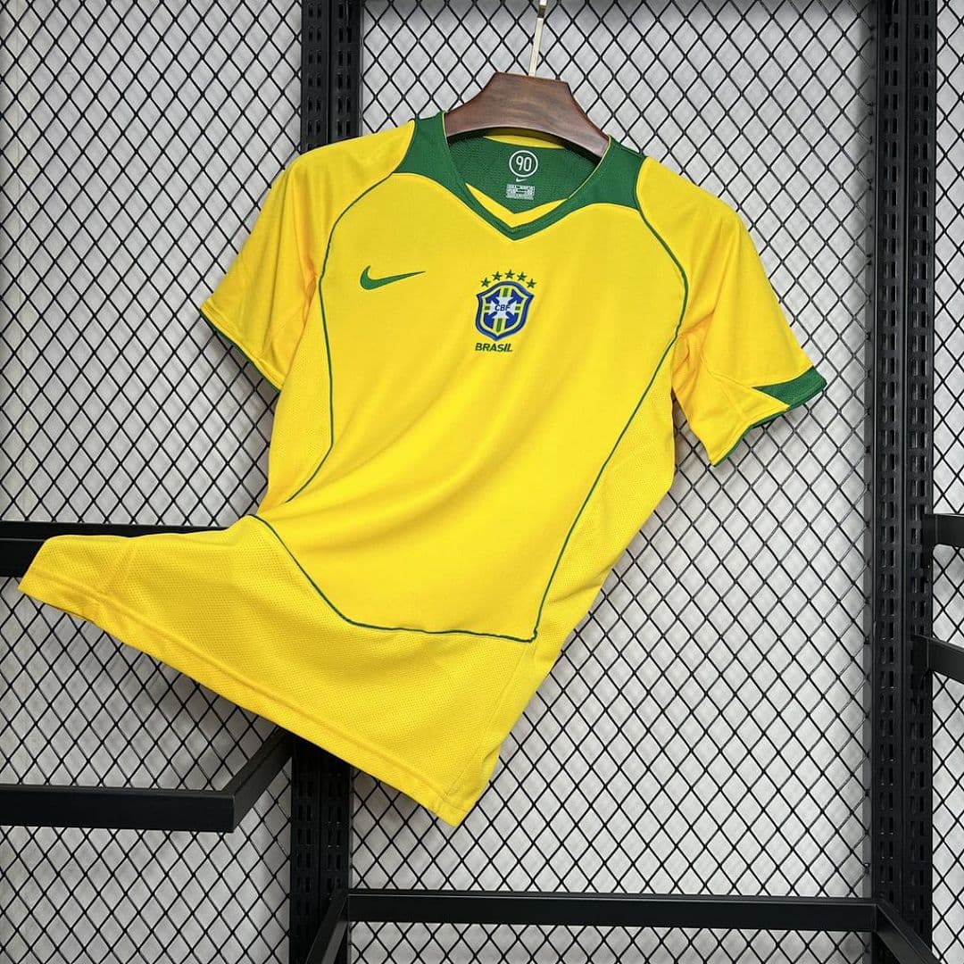 Brésil Maillot Domicile Retro 2004 miniature 3