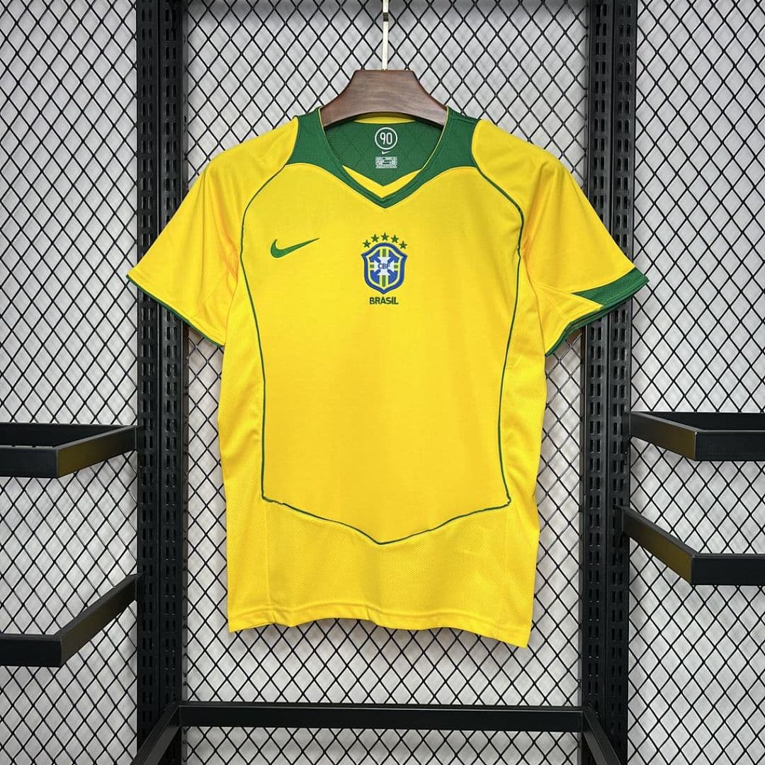 Brésil Maillot Domicile Retro 2004 miniature 5