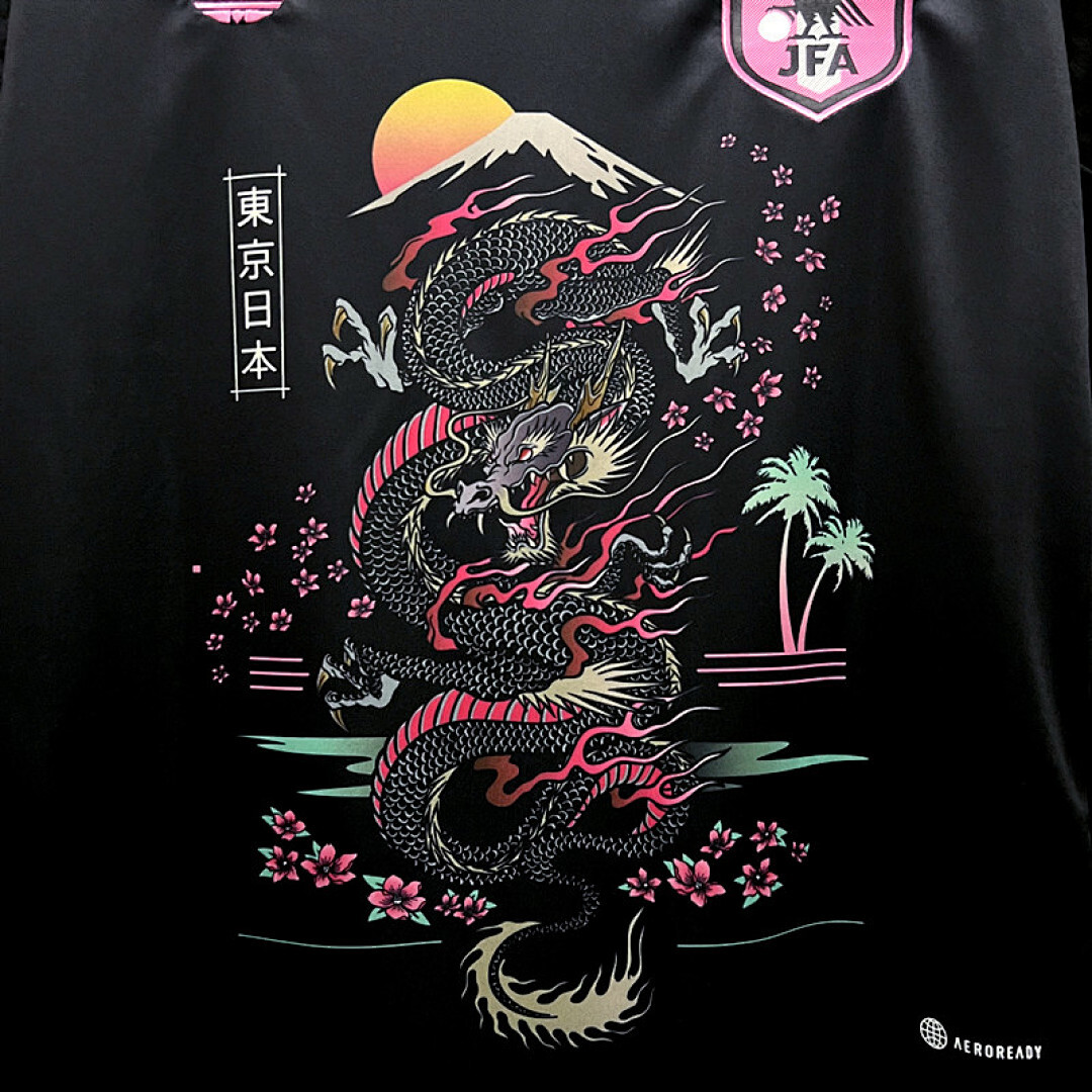 2324 Japanese Sakura Dragon Edition Black S Xxl Maillot Domicile miniature 4