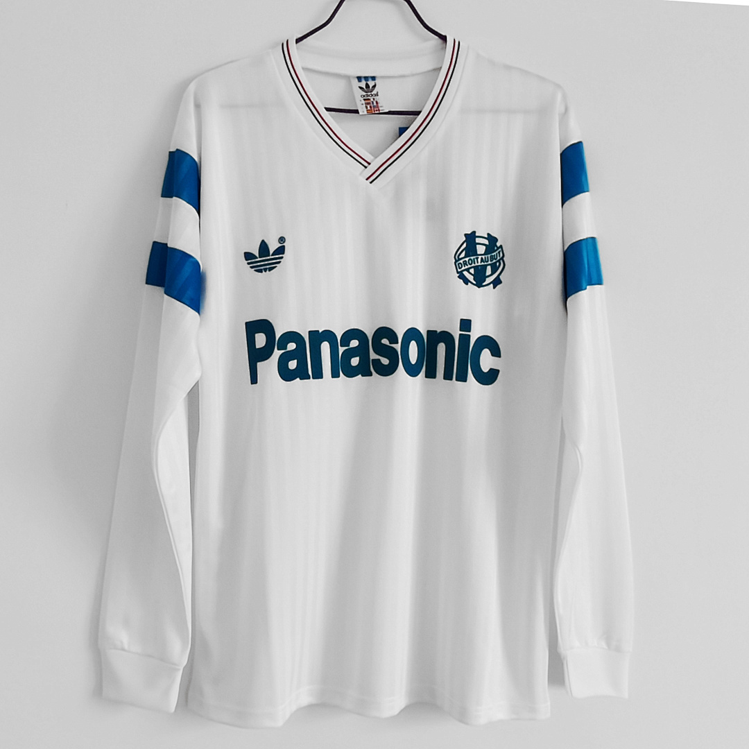 Olympique de Marseille Maillot Domicile Manches Longues Retro 1990
