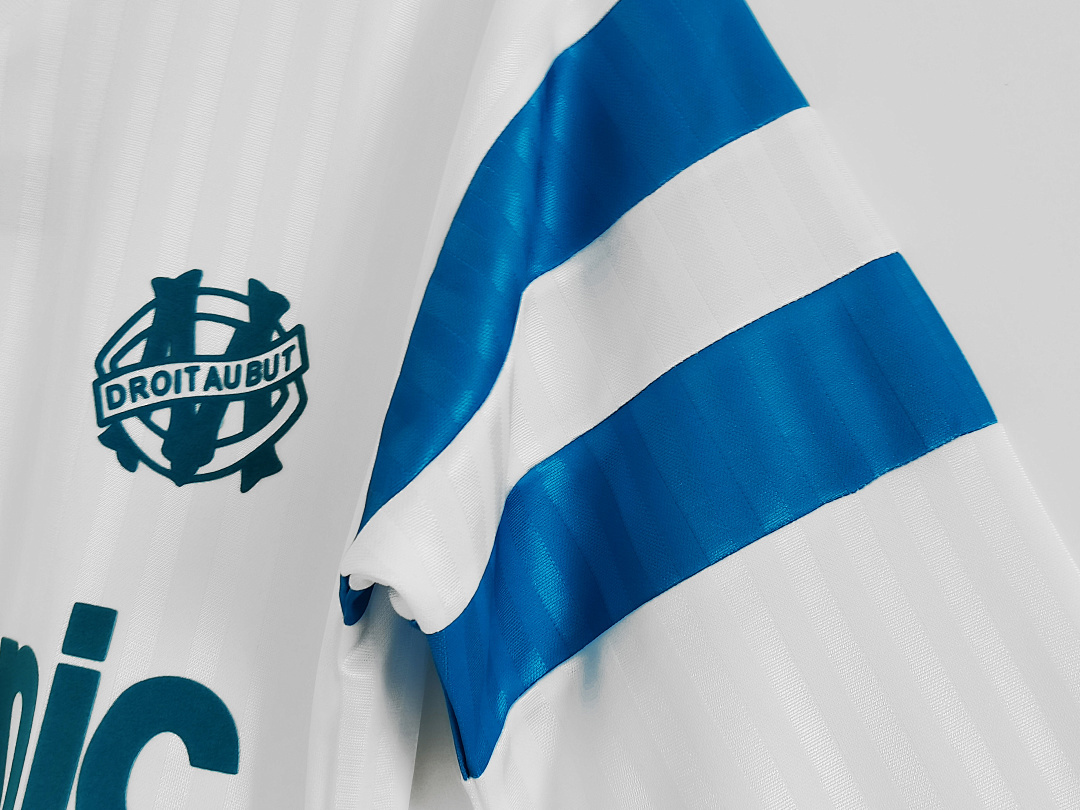 Olympique de Marseille Maillot Domicile Manches Longues Retro 1990 miniature 3