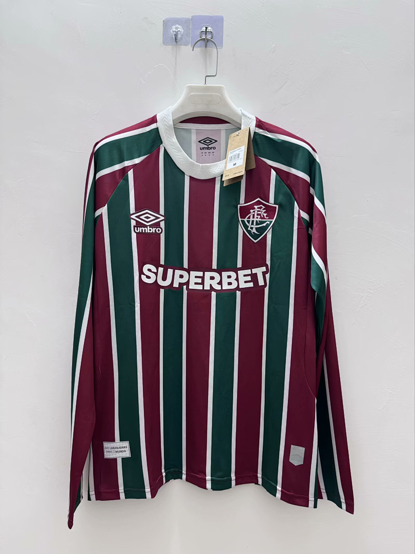 Fluminense Long Sleeve S Xxxxl Maillot Domicile Manches Longues 2025-2026