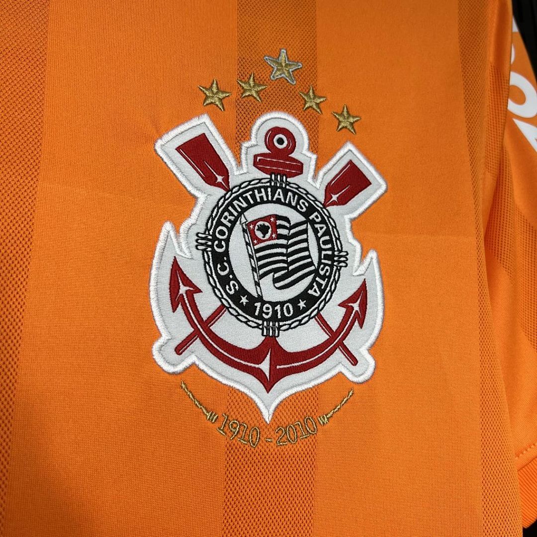 Corinthians Orange Color Maillot Domicile Retro 2010 miniature 5